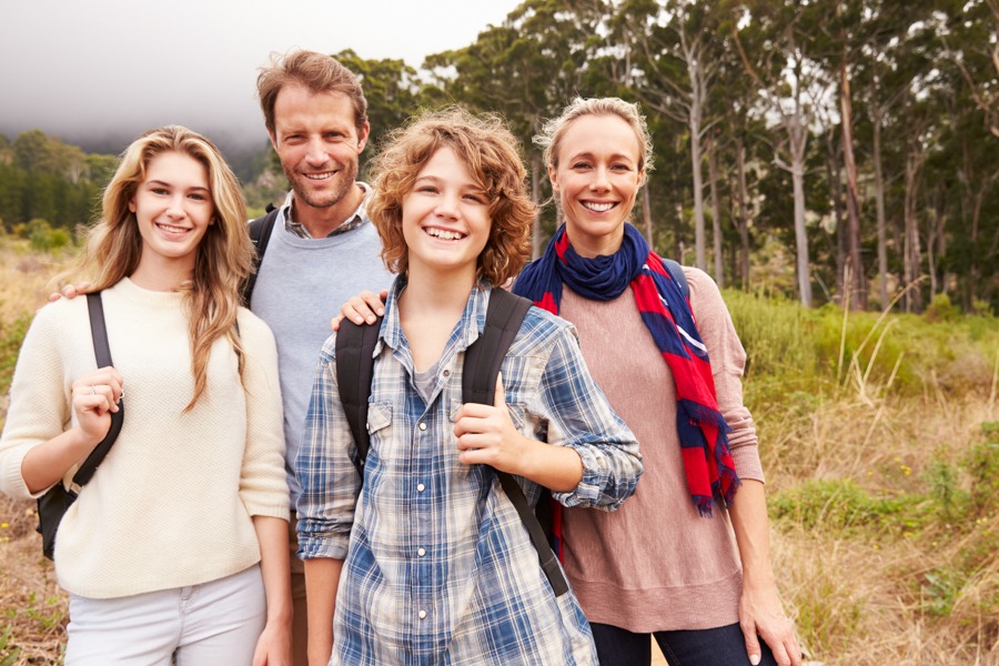 a family on a hiking